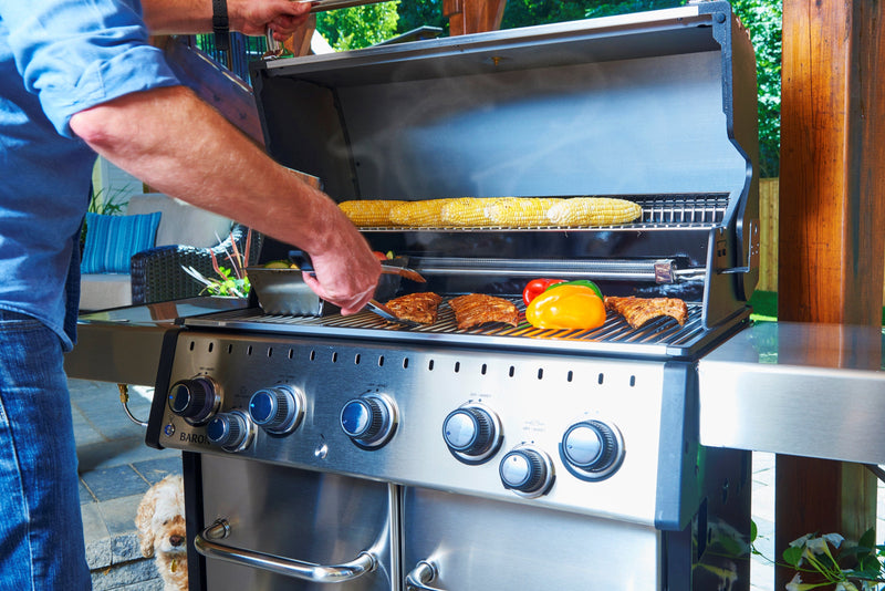 Broil King BARON S590 PRO IR BBQ with Infrared Side Burner, Rear Rotisserie Burner & Rotisserie Kit