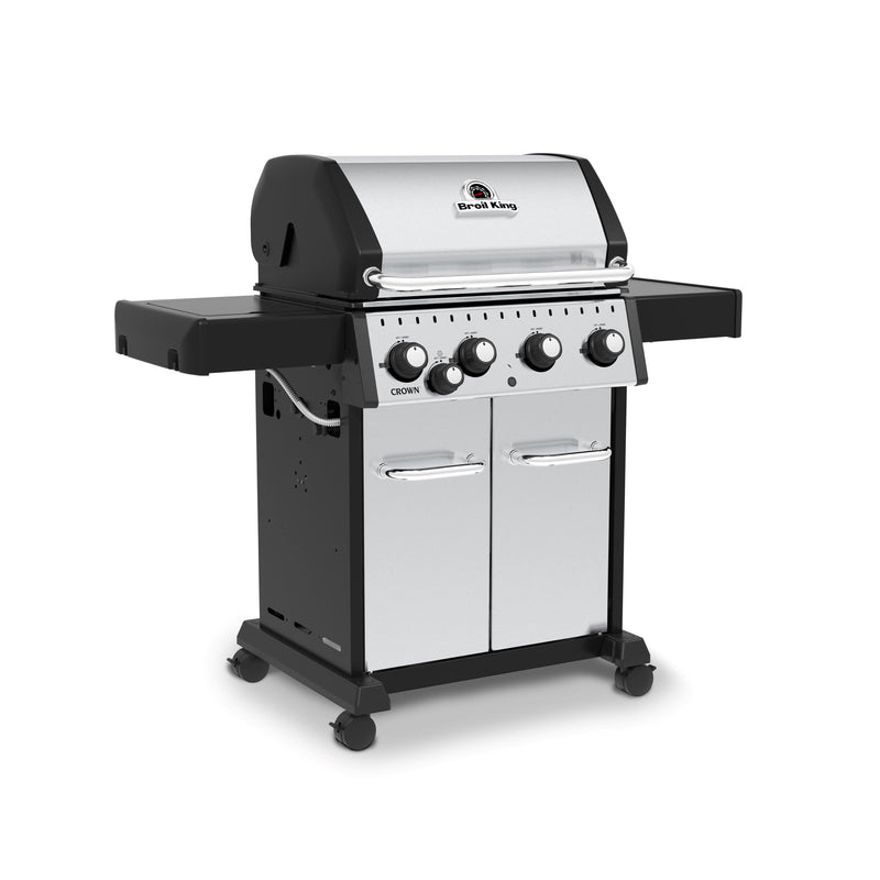 Broil King CROWN S440 BBQ with Side Burner & Heavy-Duty Cast Iron Cooking Grids