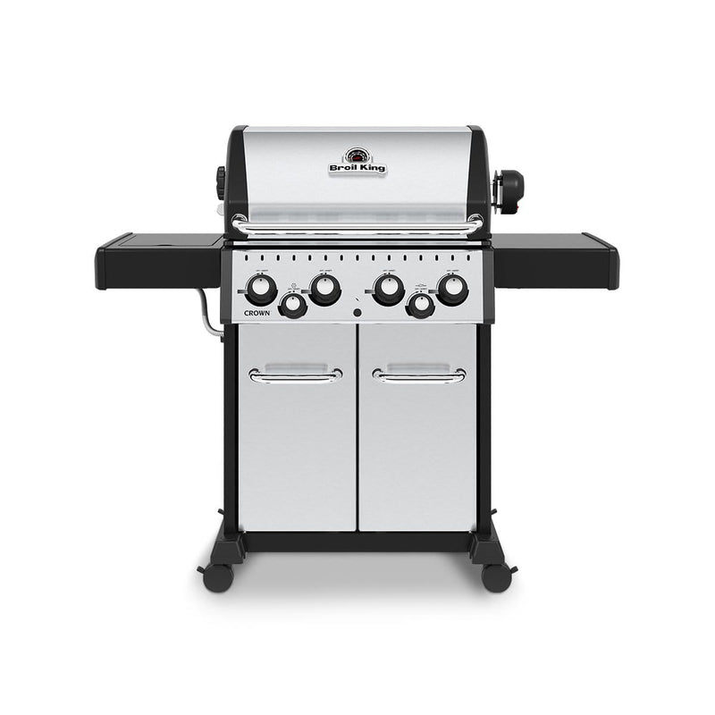 Broil King CROWN S490 BBQ with Side Burner, Rear Rotisserie Burner, Rotisserie Kit & Heavy-Duty Cast Iron Cooking Grids