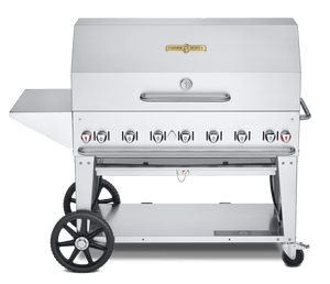 Crown Verity Premium Mobile Grill Professional Series Charbroiler 48" w/ Roll Dome & Shelf