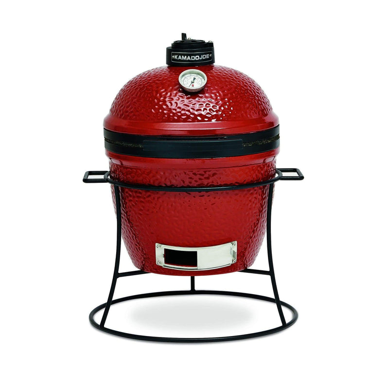 Kamado Joe Kamado Joe Jr. Ceramic Charcoal Grill & Smoker with Cast Iron Stand KJ13RH Charcoal / Red KJ13RH Portable Kamado Grill 811738020303
