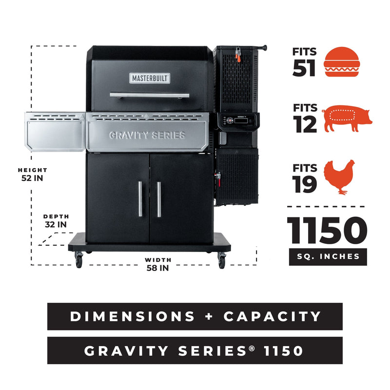 Masterbuilt Gravity Series 1150 Digital Charcoal Grill and Smoker MB20041525