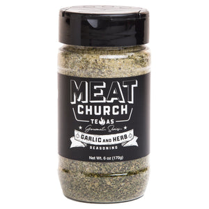 Meat Church BBQ Rub & Seasoning - Gourmet Garlic & Herb 6oz