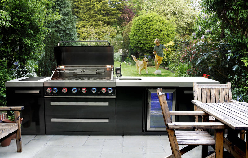 Mont Alpi 805 Black Stainless Steel Island with a Beverage Center