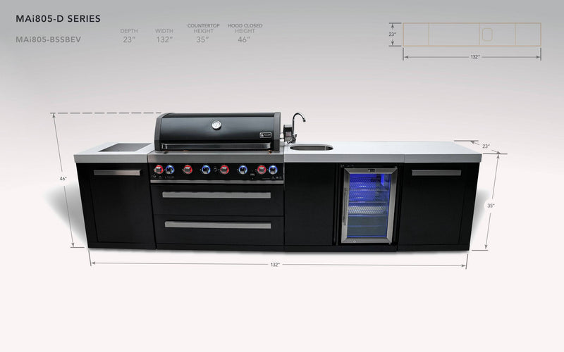 Mont Alpi 805 Black Stainless Steel Island with a Beverage Center