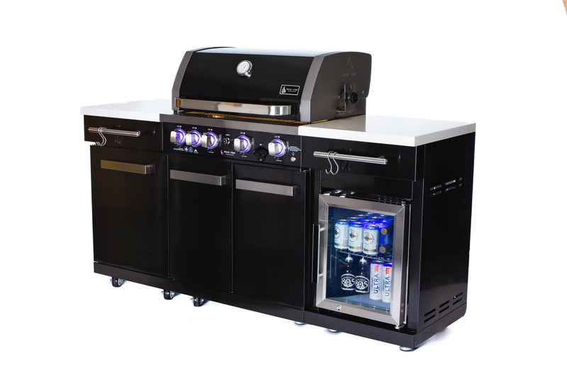 Mont Alpi 957 Black Stainless Steel Island with compact refrigerator