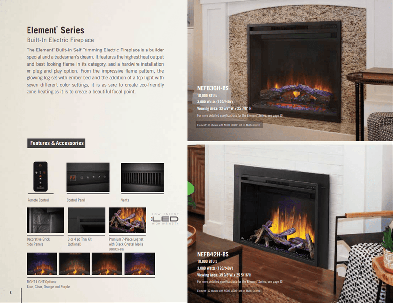 Napoleon ELEMENT 36" Built-in Electric Fireplace NEFB36H-BS Canada