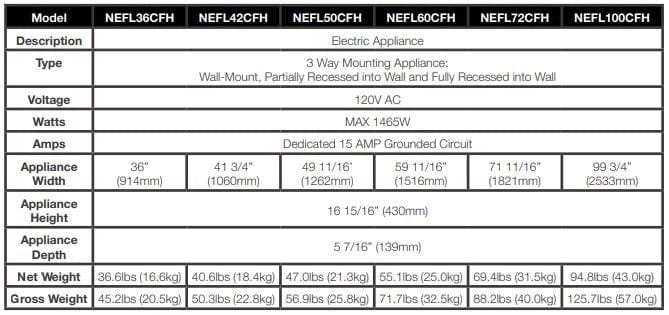 Napoleon Entice 36" Wall Mount Electric Fireplace NEFL36CFH-1