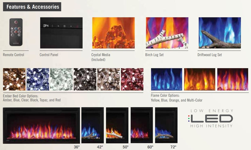 Napoleon Entice 72" Wall Mount Electric Fireplace NEFL72CFH-1 Canada