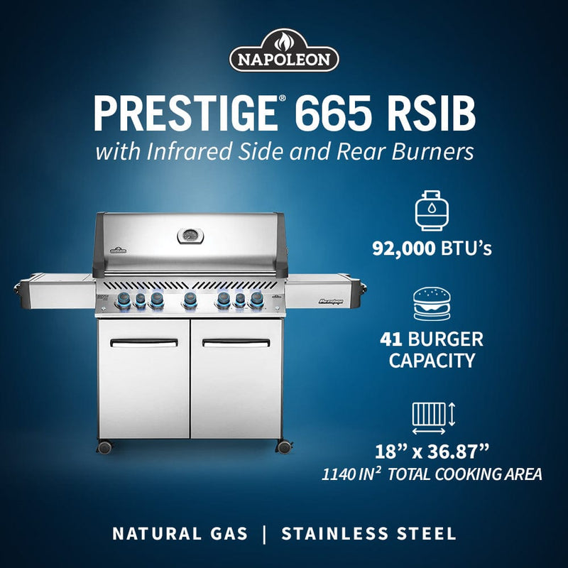Napoleon Prestige 665 RSIB BBQ with Infrared Side & Rear Burners P665RSIB