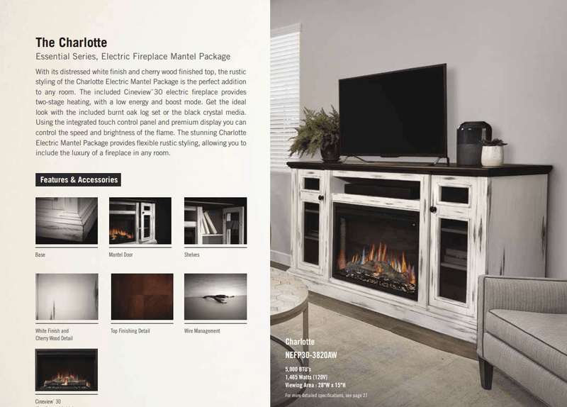 Napoleon The Charlotte Electric Fireplace Mantel Package NEFP30-3820AW