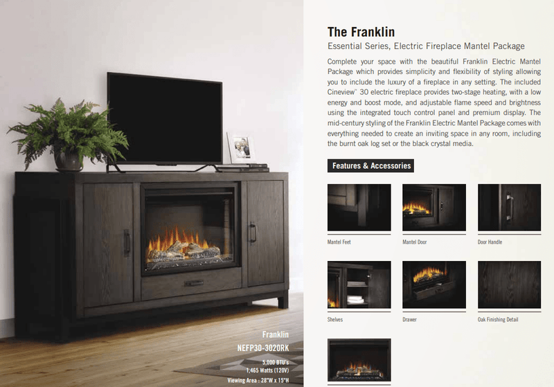 Napoleon The Franklin Electric Fireplace Mantel Package NEFP30-3020RK