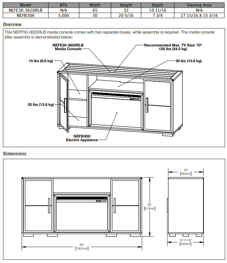 Napoleon The Hayworth Electric Fireplace Mantel Package NEFP30-3620RLB