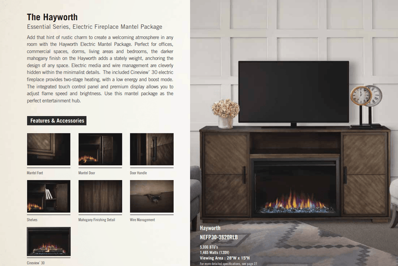 Napoleon The Hayworth Electric Fireplace Mantel Package NEFP30-3620RLB
