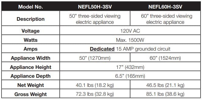 Napoleon TRIVISTA Pictura 50" Three-Sided Wall Hanging Electric Fireplace NEFL50H-3SV Canada