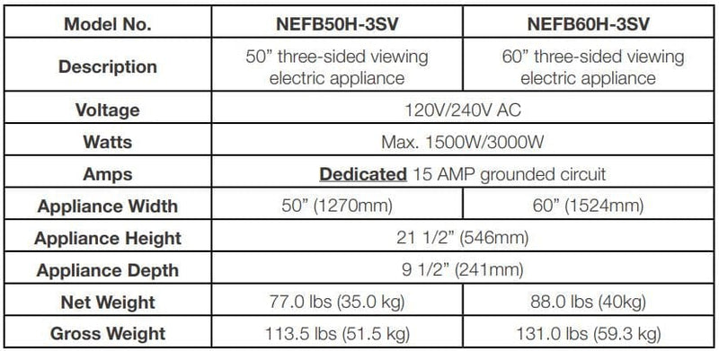 Napoleon TRIVISTA Primis 60" Three-Sided Built-In Electric Fireplace NEFB60H-3SV Canada