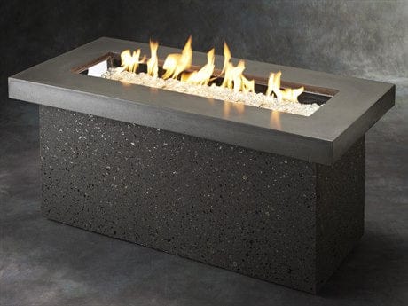 National Energy Equipment Tog Fire Pit Table Key Largo Linear Midnight Mist (19 1/2 X 48 X 23 3/4 ) FST KL-1242-MM-BLK-K