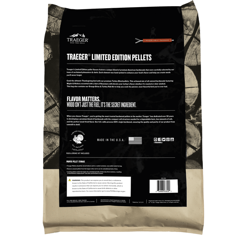 Traeger Turkey Blend Wood Pellets 18lb (Limited Edition) + Briner Kit