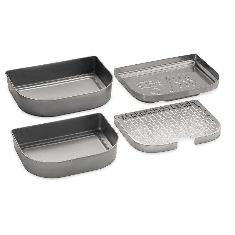 Weber Versatility Expansion Kit Lumin Compact Electric Grill 2x Stainless Steel Warming Dishes, 1x Stainless Steel Steam/Smoke Tray, 1x Steam Smoke Reservoir 6613
