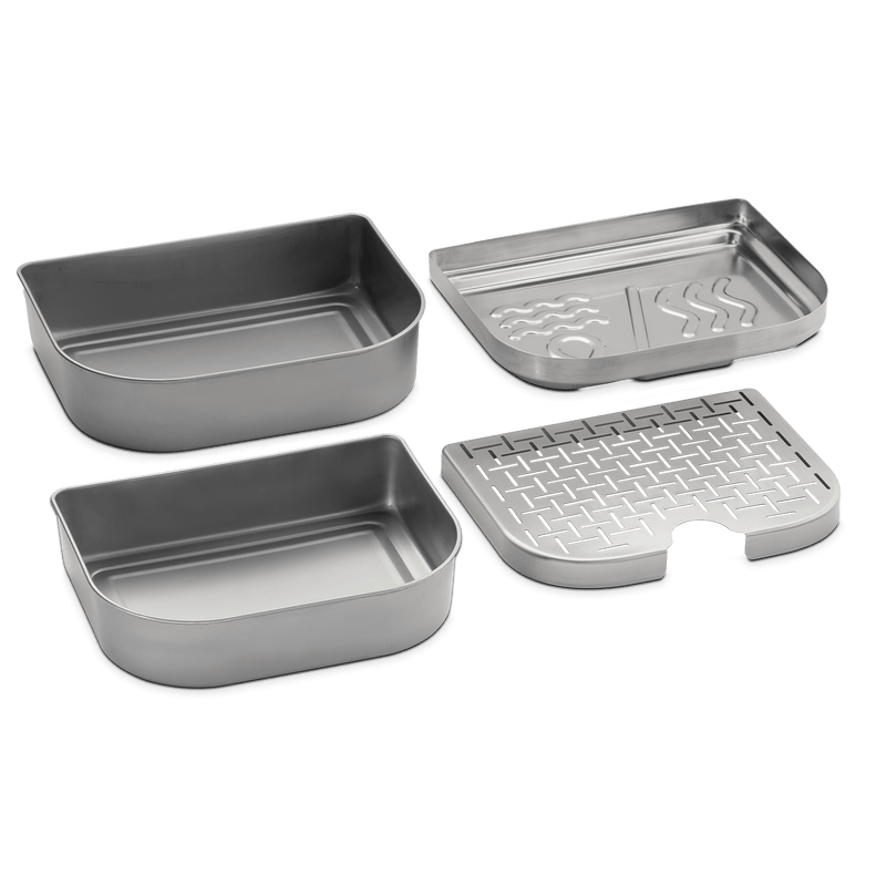 Weber Versatility Expansion Kit Lumin Electric Grill 2x Stainless Steel Warming dishes, 1x Stainless Steel Steam/Smoke Tray, 1x Steam/Smoke Reservoir 6614